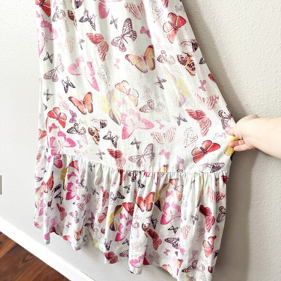 Hale Bob Butterfly 100% Linen Midi Spaghetti Strap Sun Dress women's size small - Picture 4 of 12